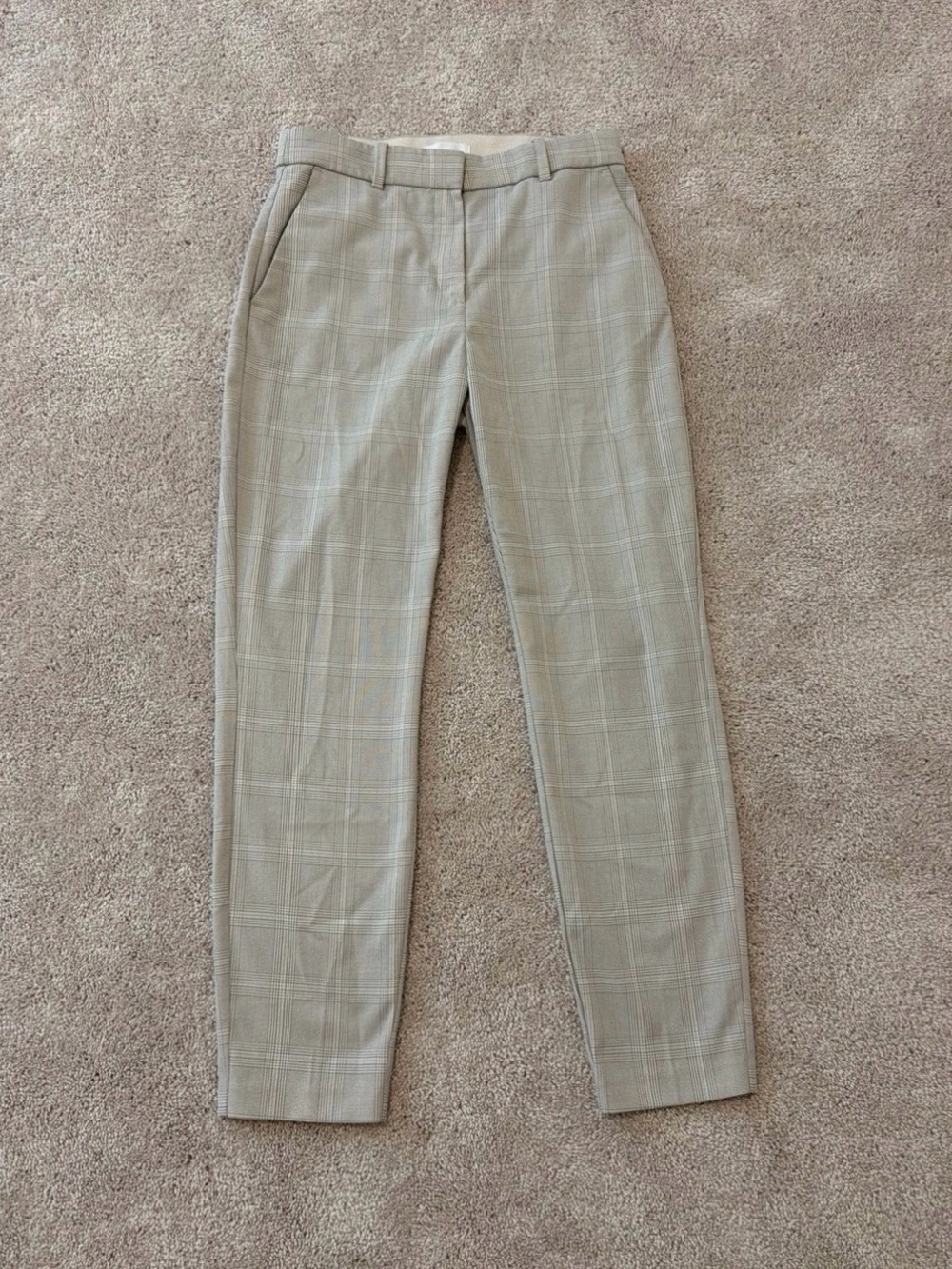 H&M Light Gray Plaid Tailored Women's Trousers